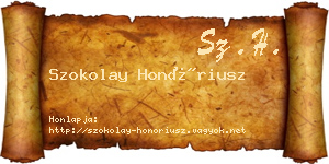 Szokolay Honóriusz névjegykártya